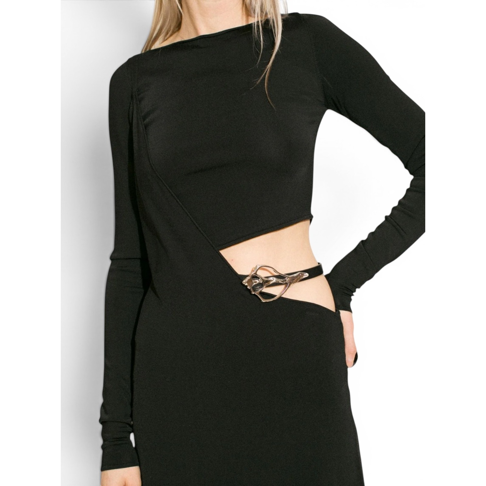 Paris Georgia Lola Black Cutout Maxi Dress Gallery Opening Quiet Luxury S Nwt — image 7 of 8